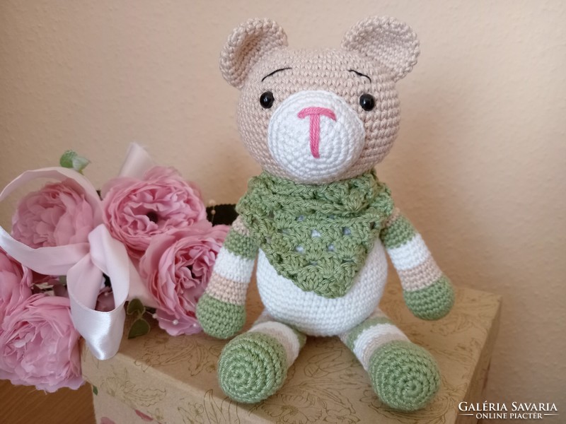 Hand crocheted teddy bear