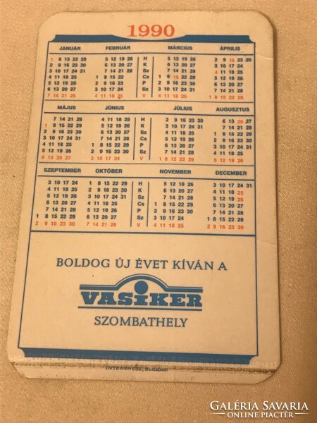 Kártyanaptár 1990. VASIKER Szombathely