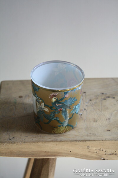 Candle holder glass cup - with a tropical pattern
