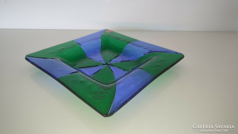 21.5x21.5 cm Vetri D'Arte A.R. Fusionne Murano fúziós üveg tál tányér