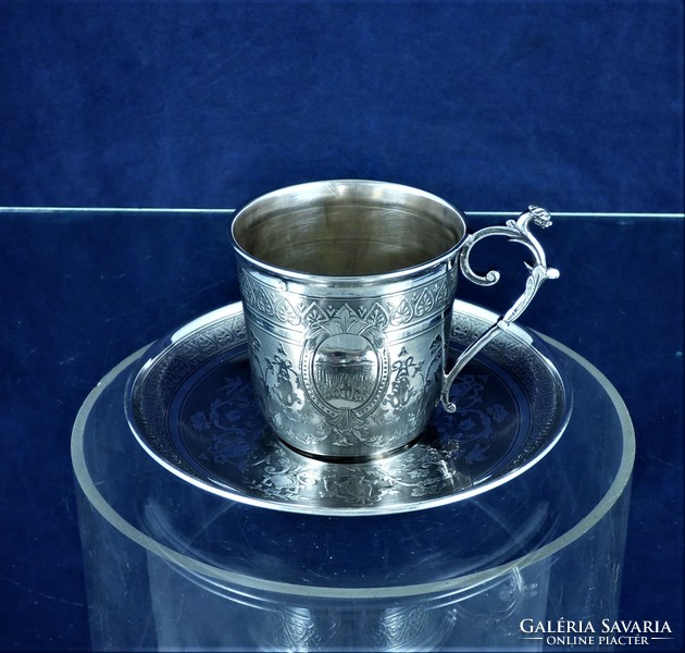Charming, antique silver coffee cup and original saucer, Paris, ca. 1870!!!