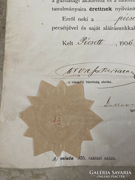 Real school graduation certificate Pécs 1906