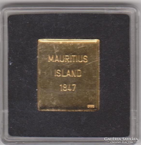 Mauritius sziget 2 pence aranyozott bélyeg érem 1847