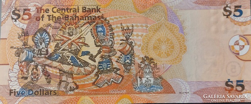 Bahamák 5 dollár, 2013, UNC bankjegy
