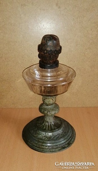 Jelzett antik petróleumlámpa - 25 cm magas