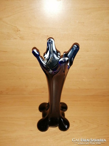 Czech blue glass vase - 23.5 cm high (2/d)