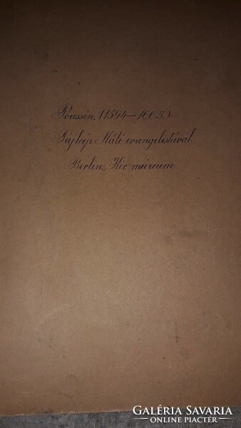 1930.cc antik keménytáblás foto nyomat POUSSIN :Tájkép Máté evangelistával 19 X 14cm a képek szerint