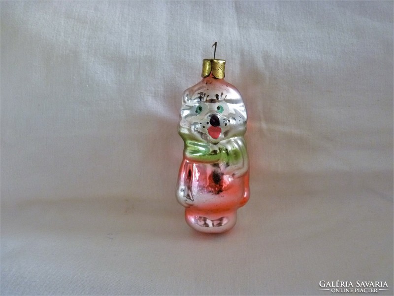 Old glass Christmas tree decoration - colorful cat!