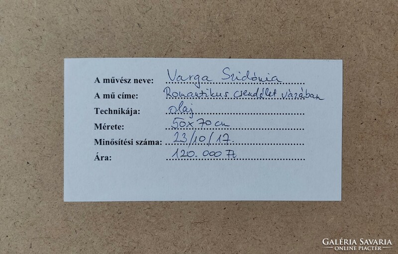 Varga Szidónia "Romantikus csendélet vázában" c. festmény ingyen postával