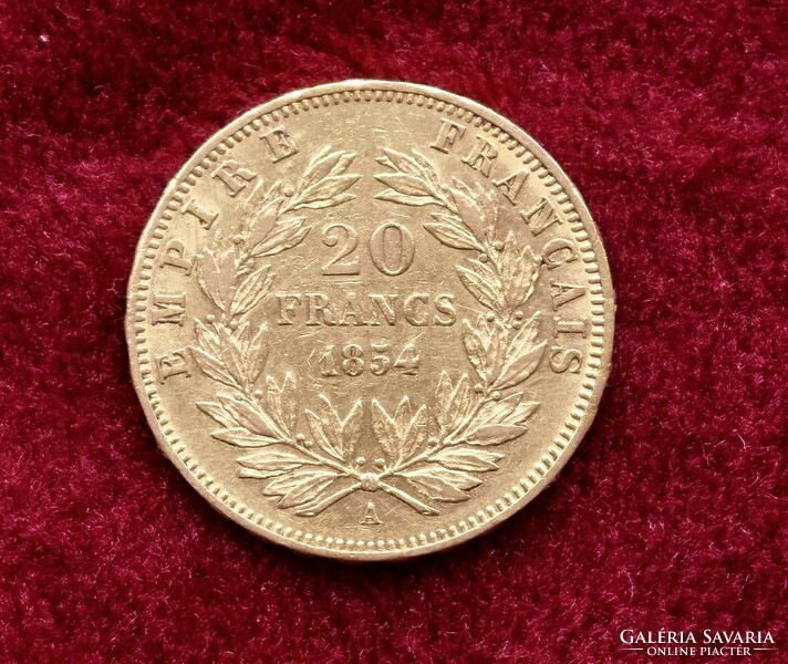 Gold 20 francs, 1854 Napoleon III