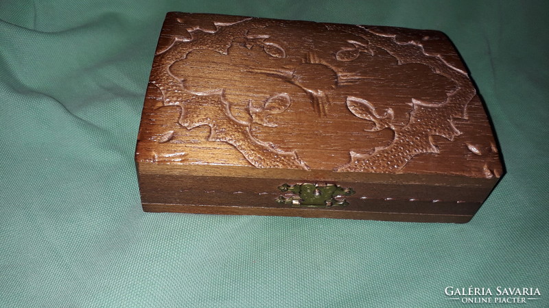 Antique beautiful homemade altar metal plate with relief icons in a carved wooden box with a buckle as shown in the pictures