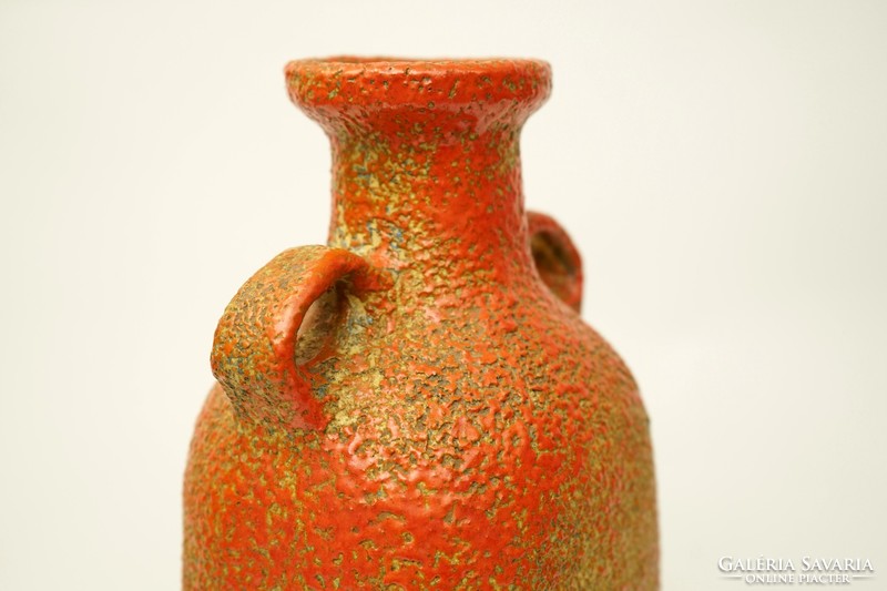 Mid century Pesthidegkúti ceramic floor vase / retro vase / orange / 36 cm / cizmadia margit