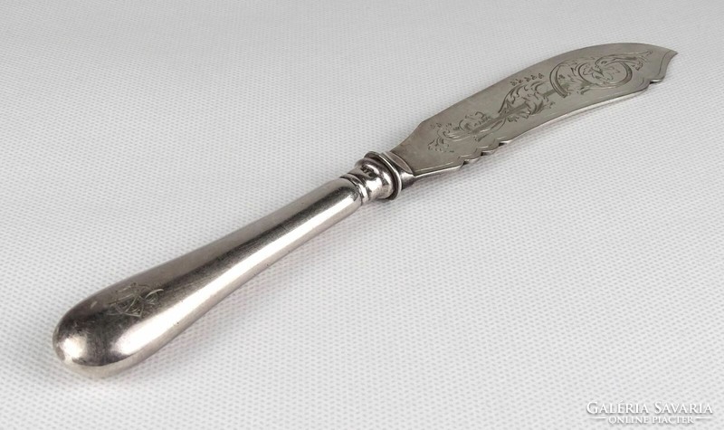 1R034 Régi díszes ezüst halas kés 65 g