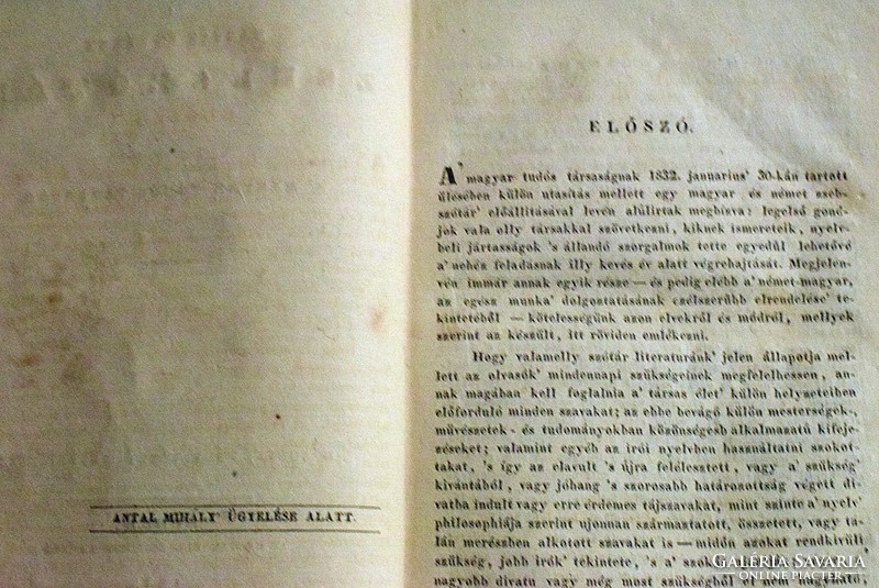 Magyar és Német zsebszótár , A Magyar Tudós Társaság 1835 , szótár , 189 éves könyv