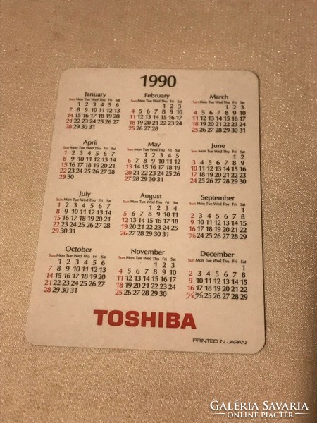 Kártyanaptár.1990.  TOSHIBA Printed in Japan