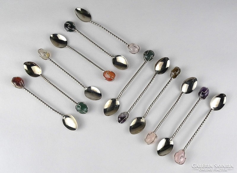 1R026 set of 12 decorative spoons decorated with special minerals