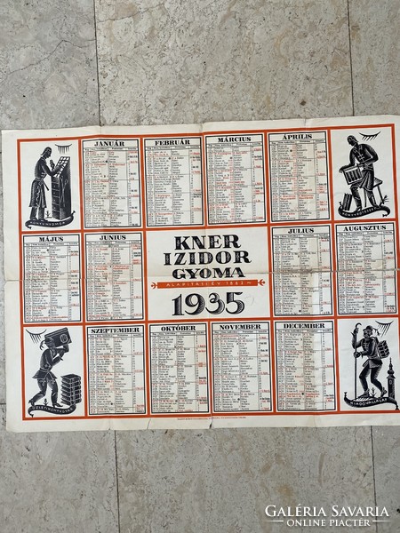 Kene Izidor Gyoma 1935 wall calendar 65x48, poster