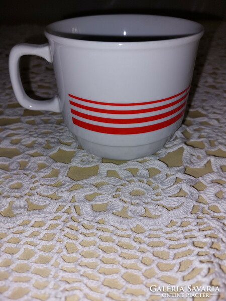 Zsolnay red heart-striped porcelain mug, cup