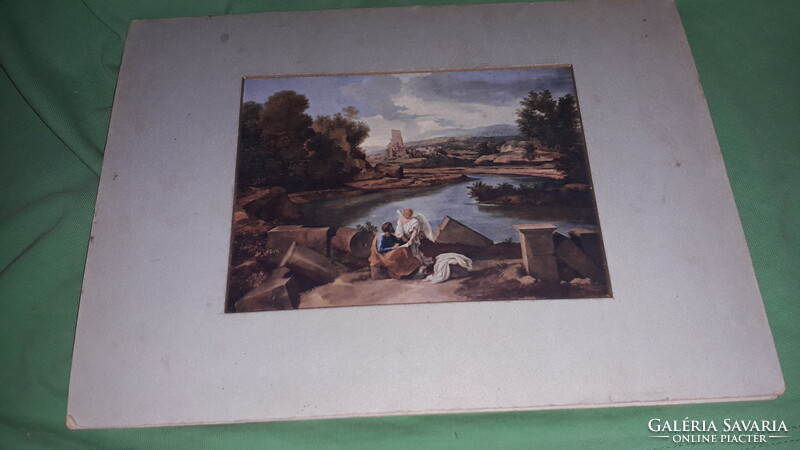 1930.Cc antique hardboard photo print poussin: landscape with Matthew the Evangelist 19 x 14cm according to the pictures