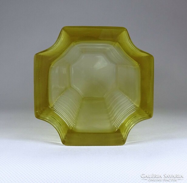 1J421 Nagyméretű vastagfalú sárga üveg váza virágváza 30 cm