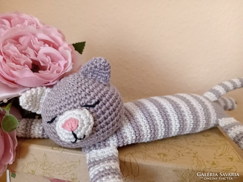 Hand crocheted striped cat