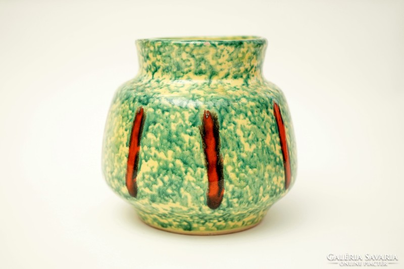 Retro ceramic vase / applied art vase / green vase / retro old