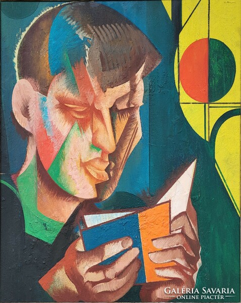 László Óvár (1926 - 1988) self-portrait c. Oil painting with original guarantee!