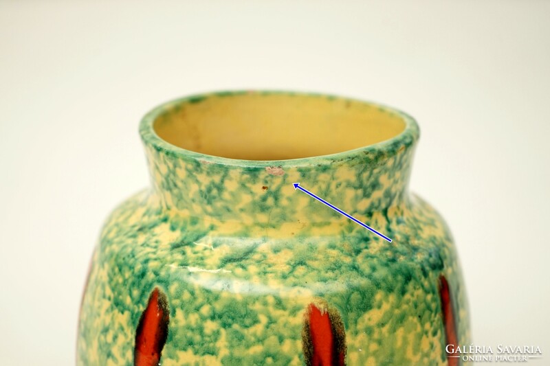 Retro ceramic vase / applied art vase / green vase / retro old