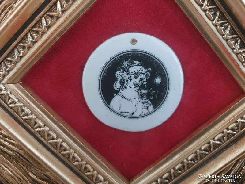 (K) small porcelain picture jurcsák laszló 28x28 cm with frame