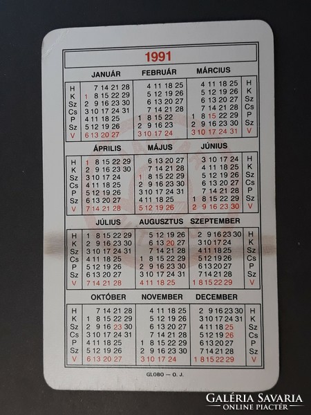 Card calendar 1991 - retro, old pocket calendar with royal Hungarian automobile club inscription