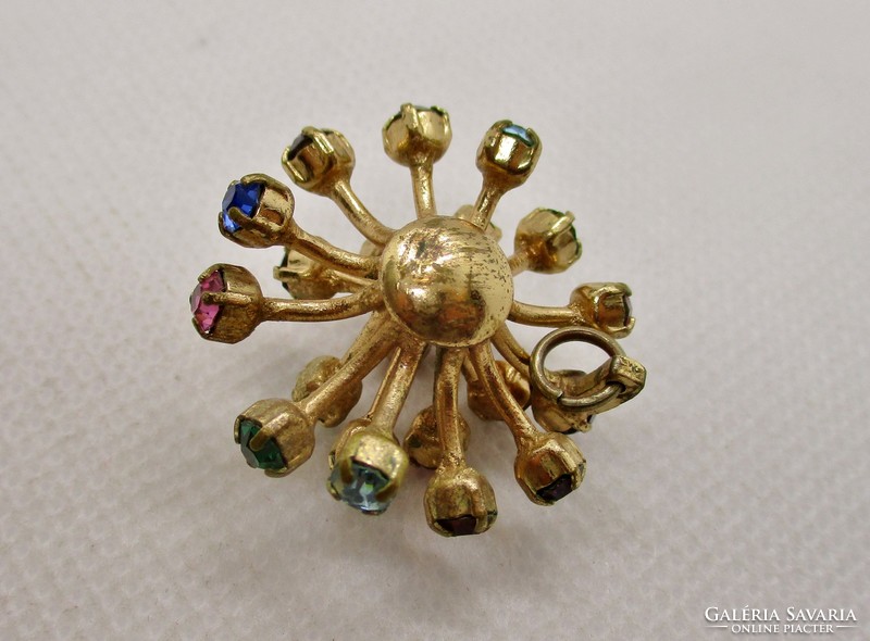 Csodaszép antik aranyozott nagy medál foglalt üvegkövekkel