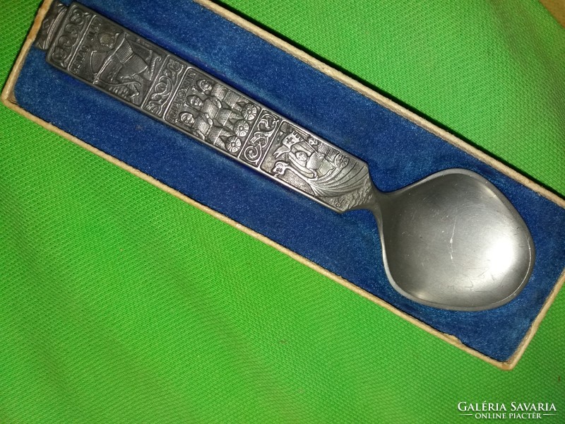 Hardanger Silvertt Kinsarvik Viking kés kanál antik múzeumi replika ezüstös ón állapot képek szerint