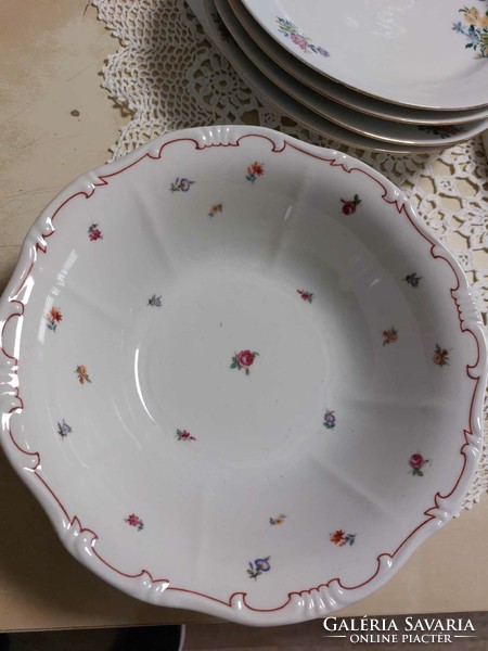 Zsolnay side dish, serving plate, salad, red feathered