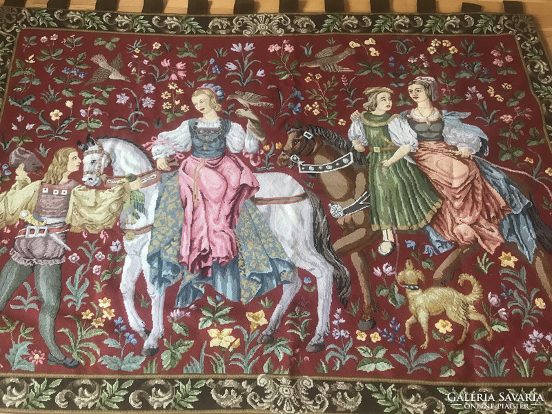Large wall tapestry with a royal garden theme