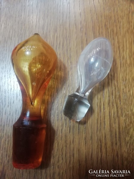Old glass stoppers, bottle stoppers, 2 pcs