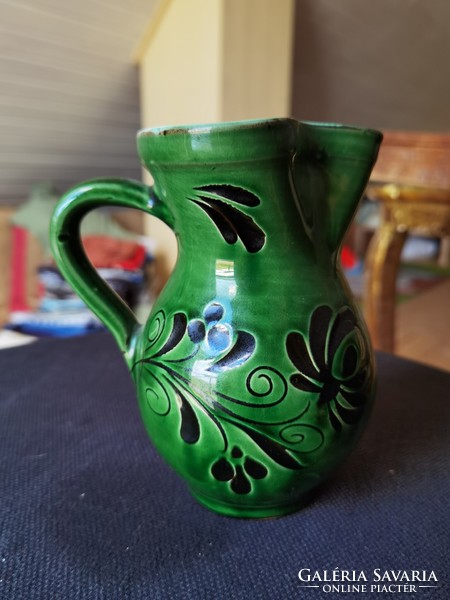 Ceramic goblet pouring folk green flawless