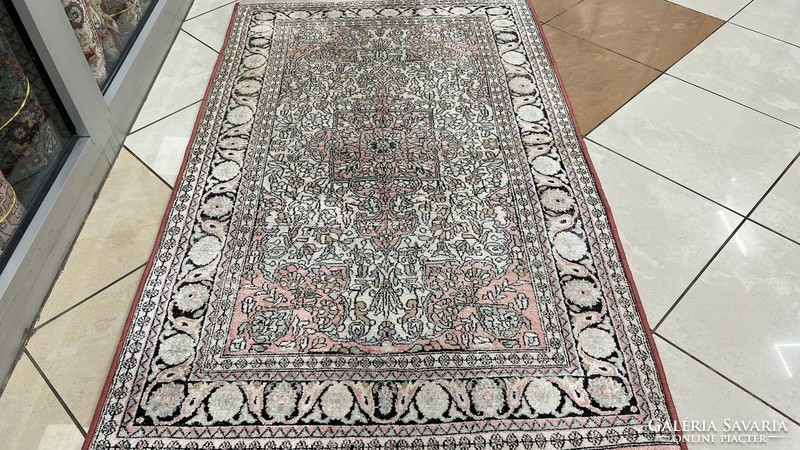 3624 Cashmere caterpillar silk isfahan handmade Persian carpet 96x157cm free courier