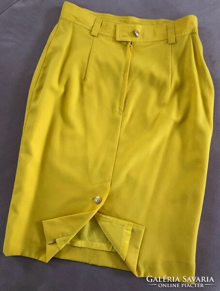 Laurel 38 lemon yellow 100% wool pencil skirt