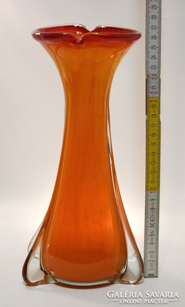 Czech orange glass vase (3023)