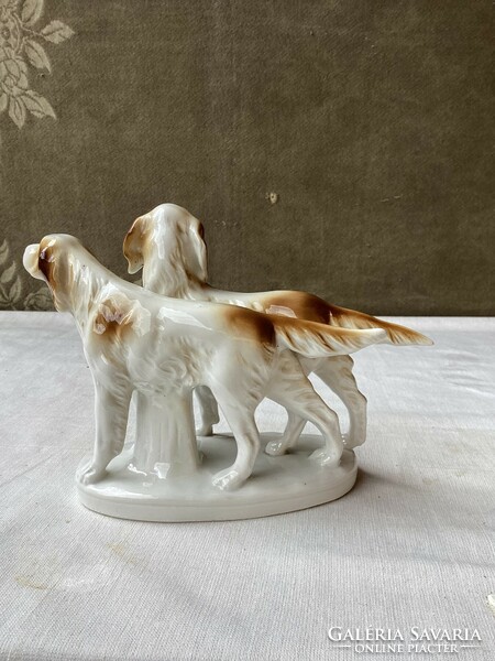 Porcelán kutya pár figura 22x14 cm.