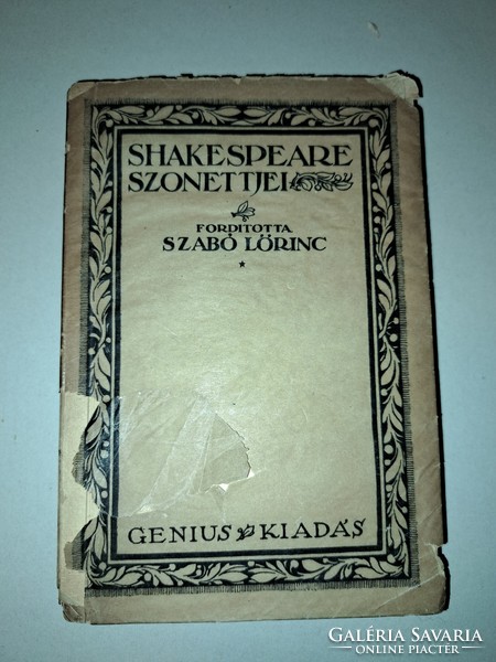 William Shakespeare szonettjei - számozott -1921 - Szabó Lőrinc fordítás