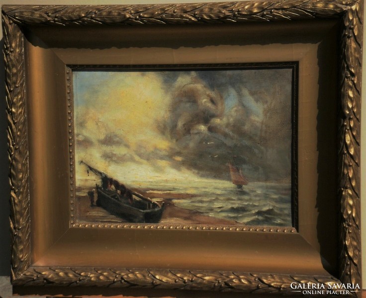 Ismeretlen festő (1900 körül) : Viharos tengerpart