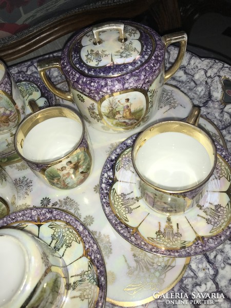 M.Z.Austria porcelain antique scene coffee set, large tray