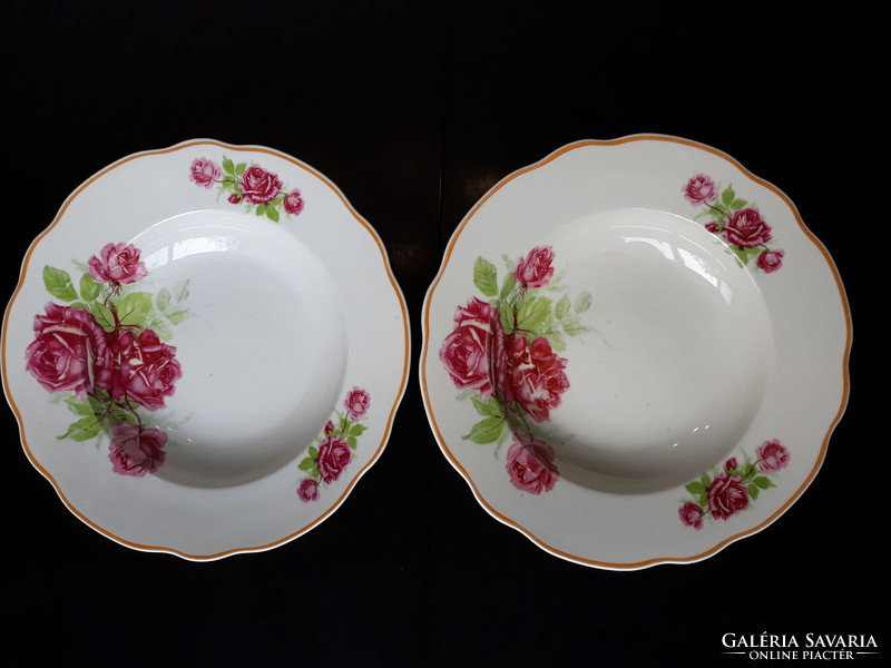 Zsolnay porcelain deep plate, wall plate, 2 pcs