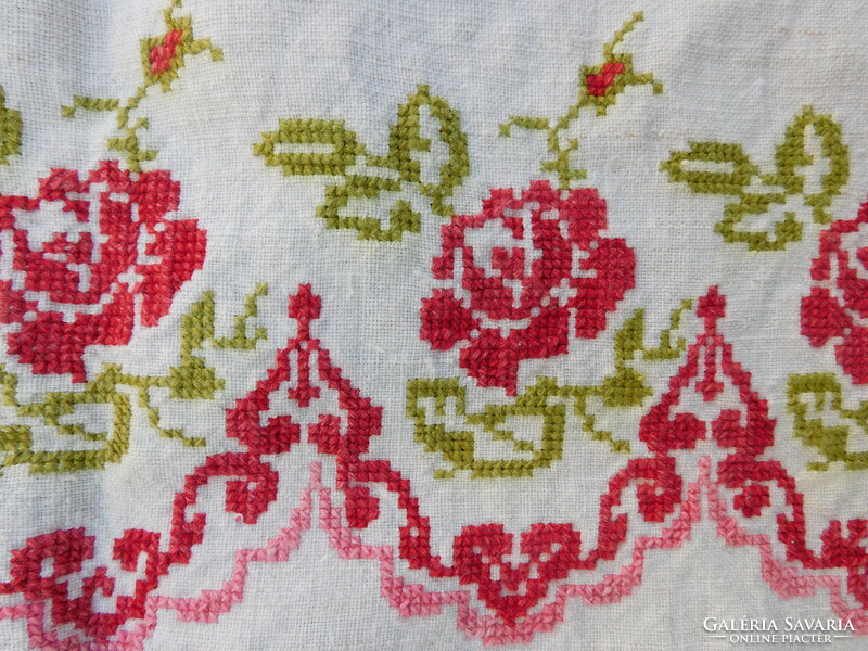 Antique embroidered linen towel with me monogram