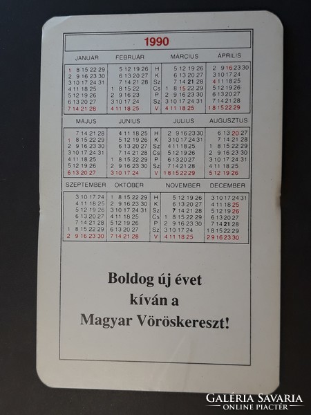 Card calendar 1990 - retro, old pocket calendar with Hungarian Red Cross inscription