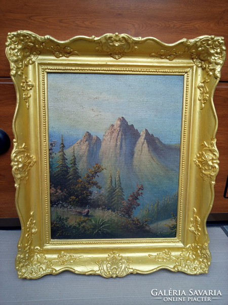 Spectacular landscape painting: mountainous landscape with pheasant