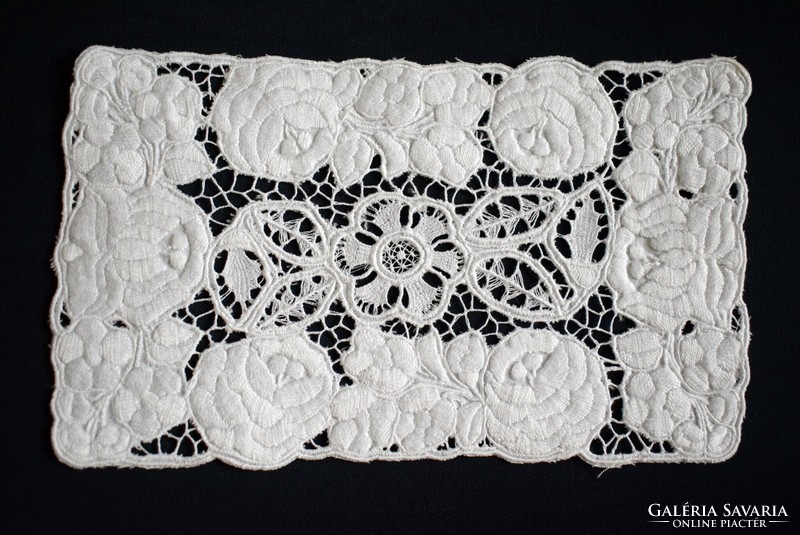 Embroidered ristel Kalocsa pattern tablecloth, home textile, decoration 26 x 15.5 cm Kalocsa