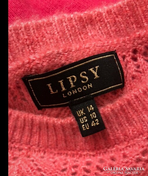 Lipsy london size 42 pink sweater with ruffled sleeves