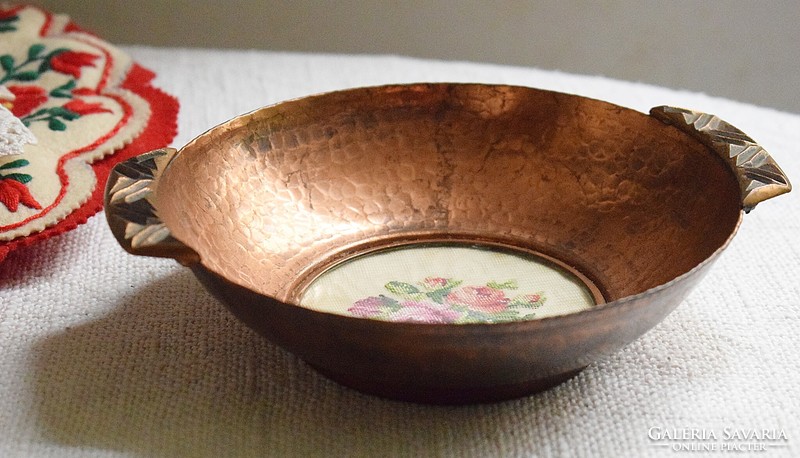 Gobelin inlaid copper bowl, bowl, serving tray